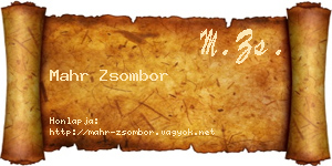 Mahr Zsombor névjegykártya